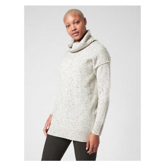 Athleta Bayshore Cashmere Turtleneck Sweater - Cream & Black XS - Picture 1 of 8